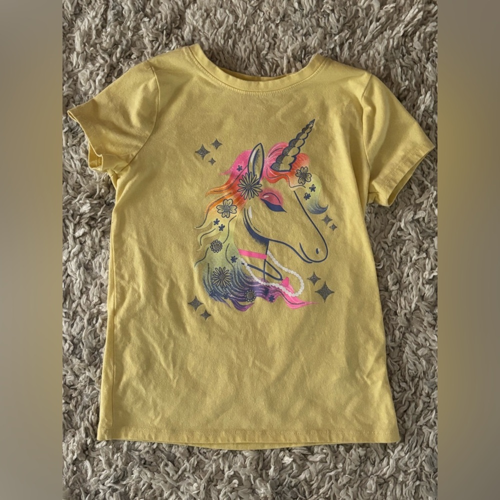Yellow Unicorn Girls T-Shirt Size 6 6x Cat & Jack Target